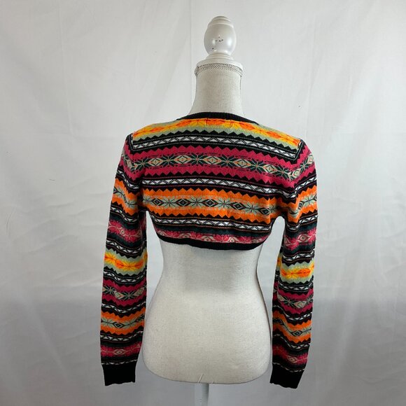 Maeve by Anthropologie Cropped Layer Sweater S Long Sleeve Black Yellow Orange - Picture 7 of 11